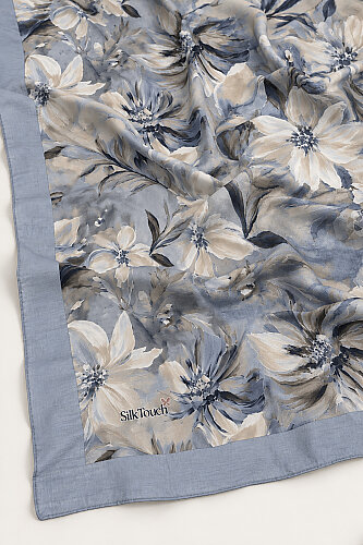Bebe Mavisi Vintage Manolya Desenli Kraş Şal - 3