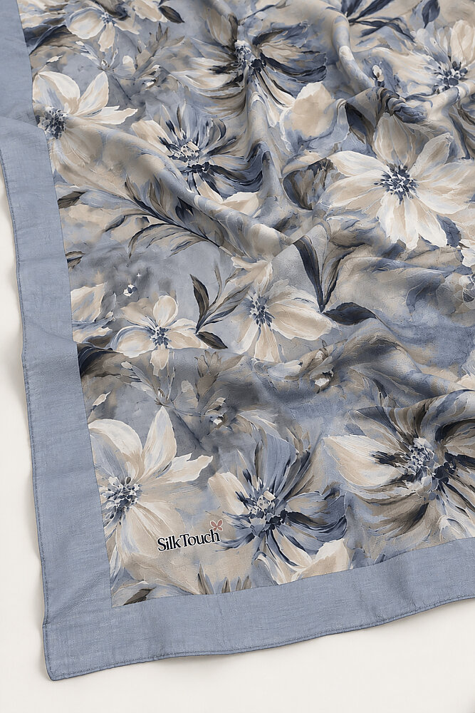 Bebe Mavisi Vintage Manolya Desenli Kraş Şal - 3