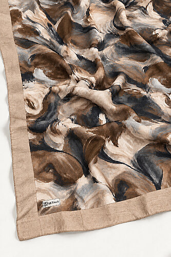 Bej Canvas Desen Kraş Şal - 3