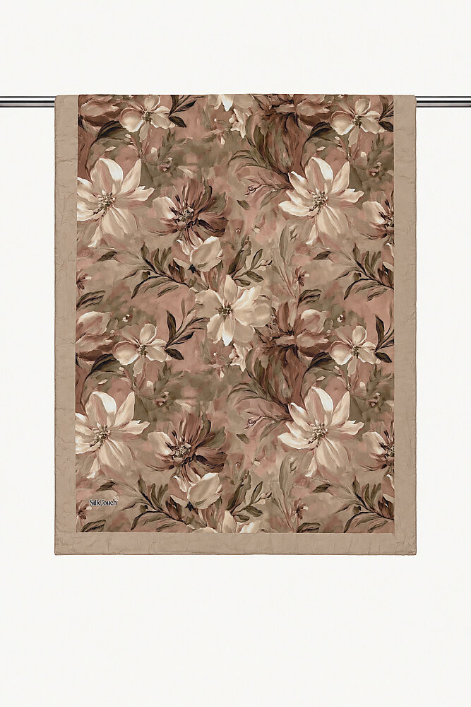 Bej Vintage Manolya Desenli Kraş Şal - 2