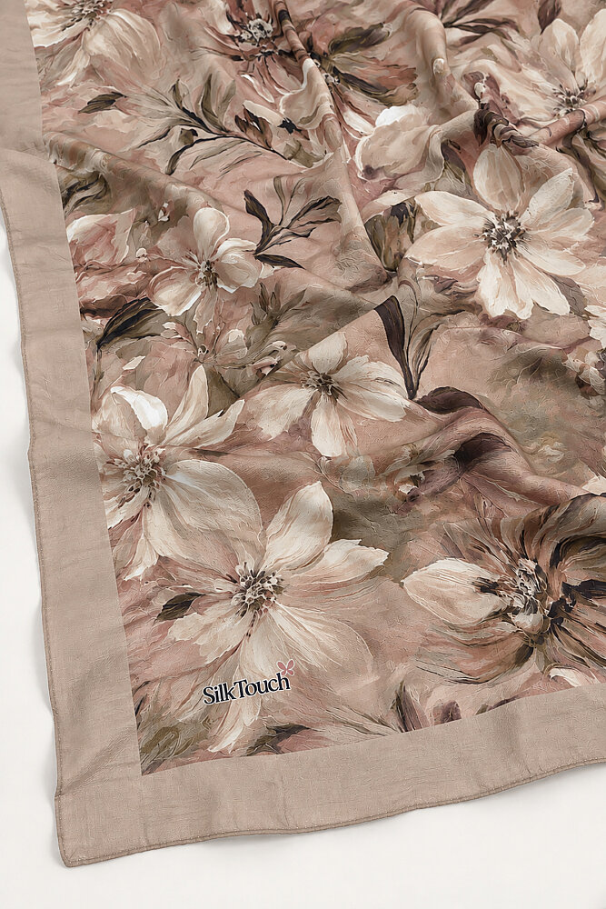 Bej Vintage Manolya Desenli Kraş Şal - 3