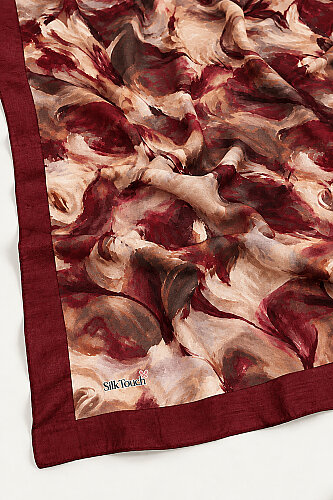 Bordo Canvas Desen Kraş Şal - 5