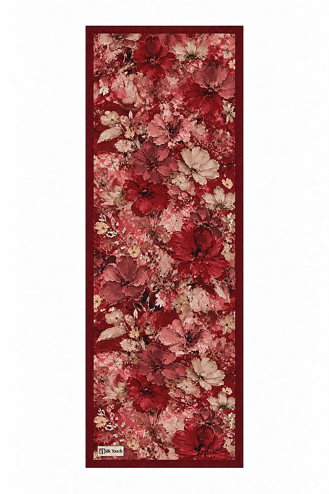 Bordo Çiçek Desen Kraş Şal - 3