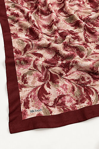 Bordo Fresk Desen Kraş Şal - 4