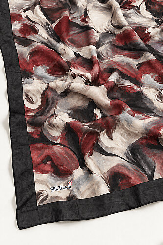 Bordo Siyah Canvas Desen Kraş Şal - 3