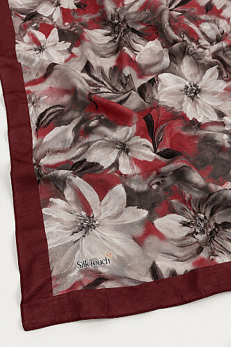Bordo Vintage Manolya Desenli Kraş Şal - 3