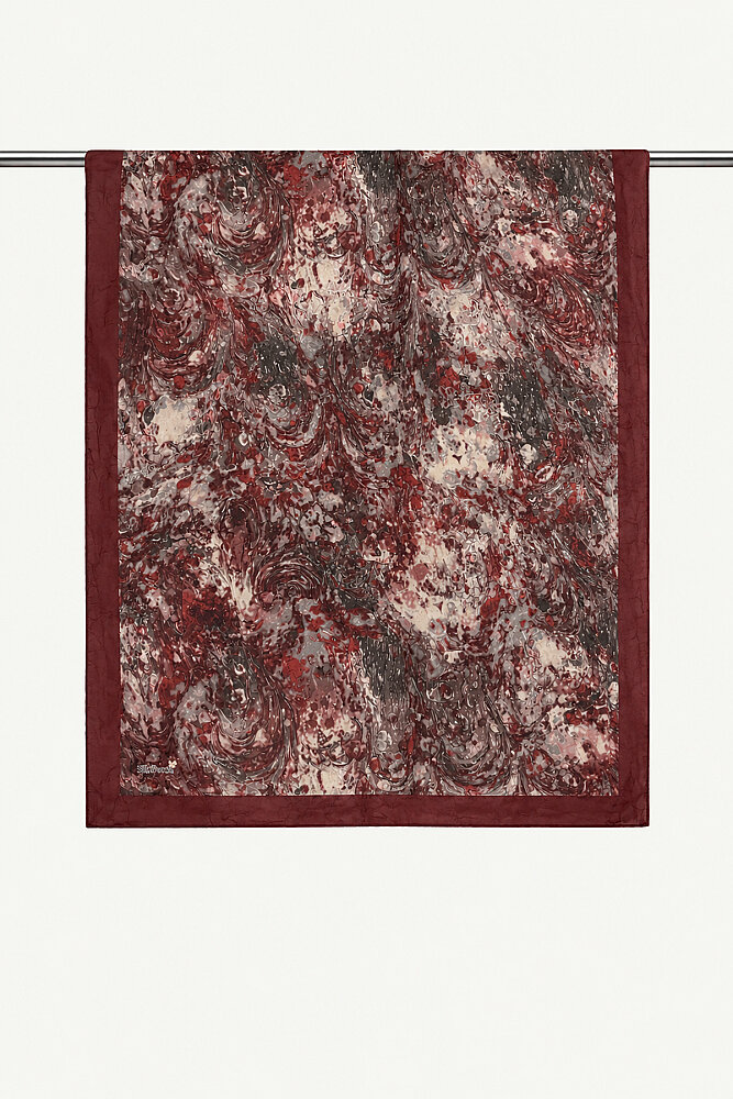 Bordo Volkanik Zarafet Desenli Kraş Şal - 2
