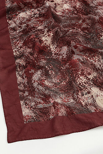 Bordo Volkanik Zarafet Desenli Kraş Şal - 3