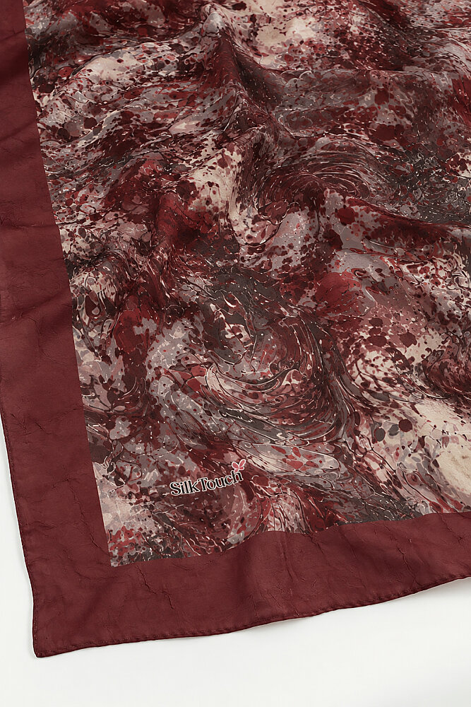 Bordo Volkanik Zarafet Desenli Kraş Şal - 3