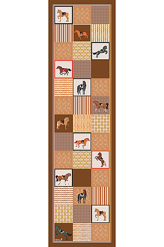 Camel Binici Rüyası Desenli İpeksi Rayon Fular (1)