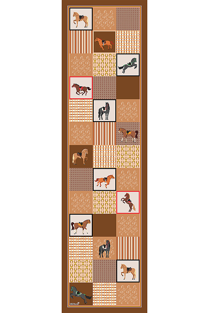 Camel Binici Rüyası Desenli İpeksi Rayon Fular - 2