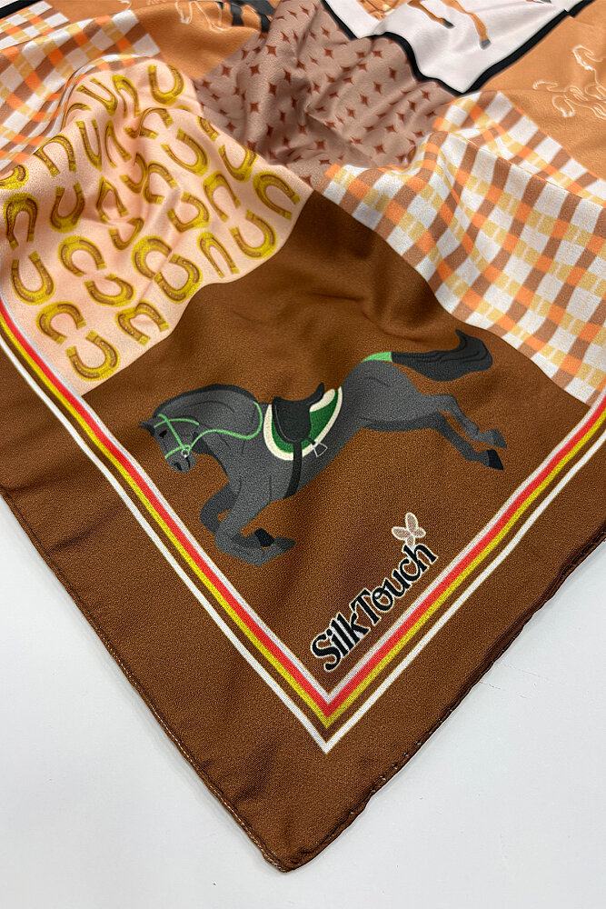 Camel Binici Rüyası Desenli İpeksi Rayon Fular - 3