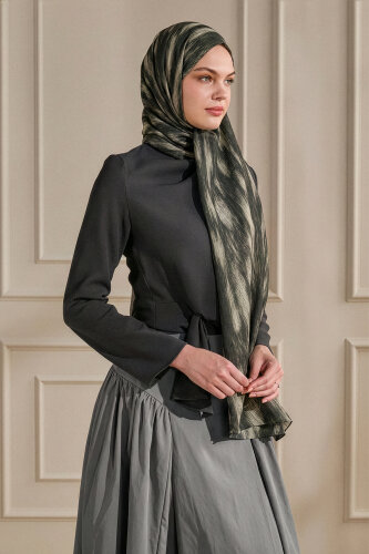Gri Bambi Desenli Bordürsüz Organik Şal Model 3