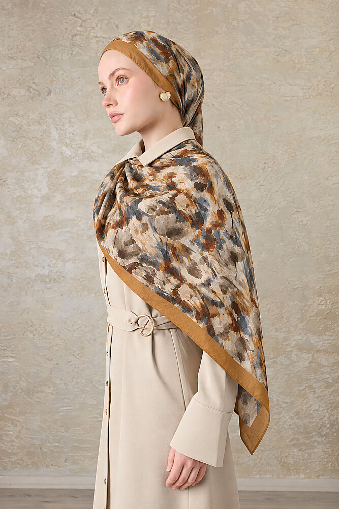Hardal Gelincik Desen Kraş Şal - 1