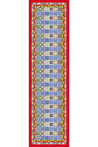 Kırmızı Sicilya Masalı Desenli İpeksi Rayon Fular (1)