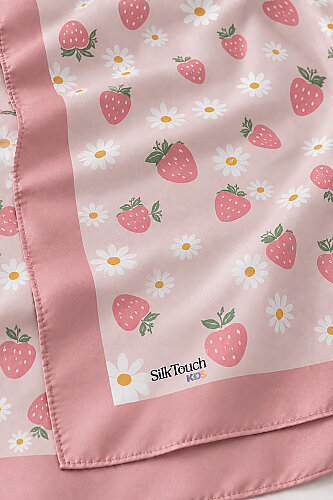 Kız Çocuk Blush Berry Desenli Pembe Soft Eşarp 80*80 cm (1)