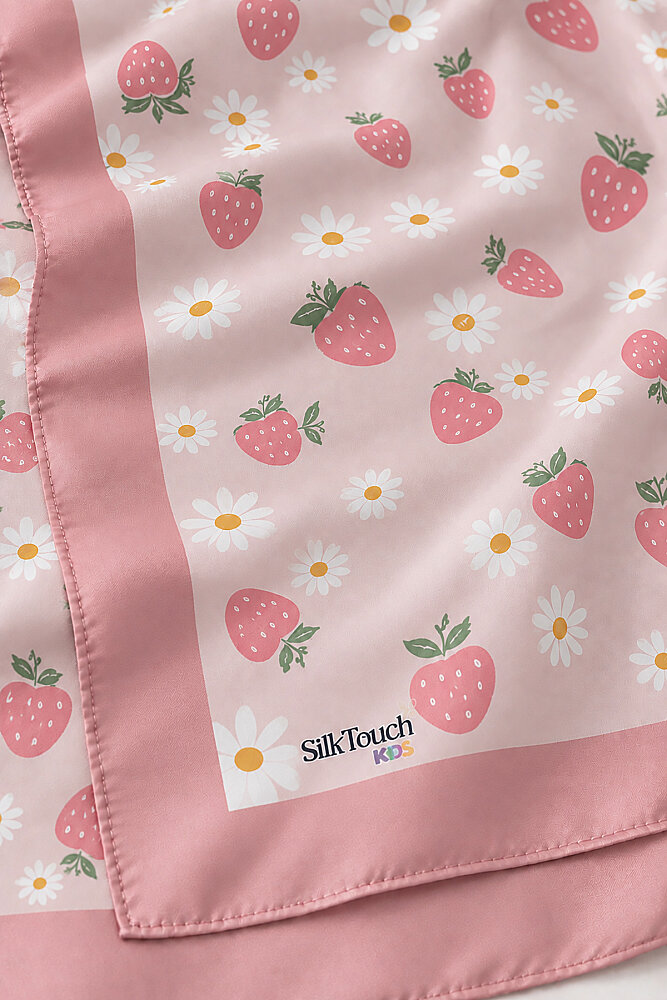 Kız Çocuk Blush Berry Desenli Pembe Soft Eşarp 80*80 cm - 2