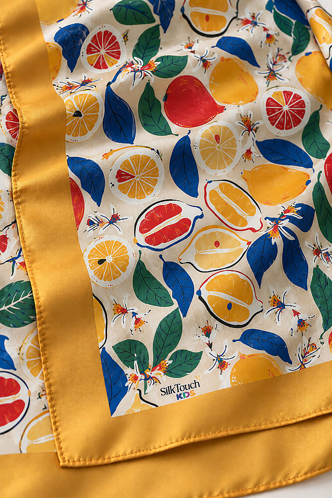 Kız Çocuk Lemon Garden Desenli Sarı Soft Eşarp 80*80 cm - 2