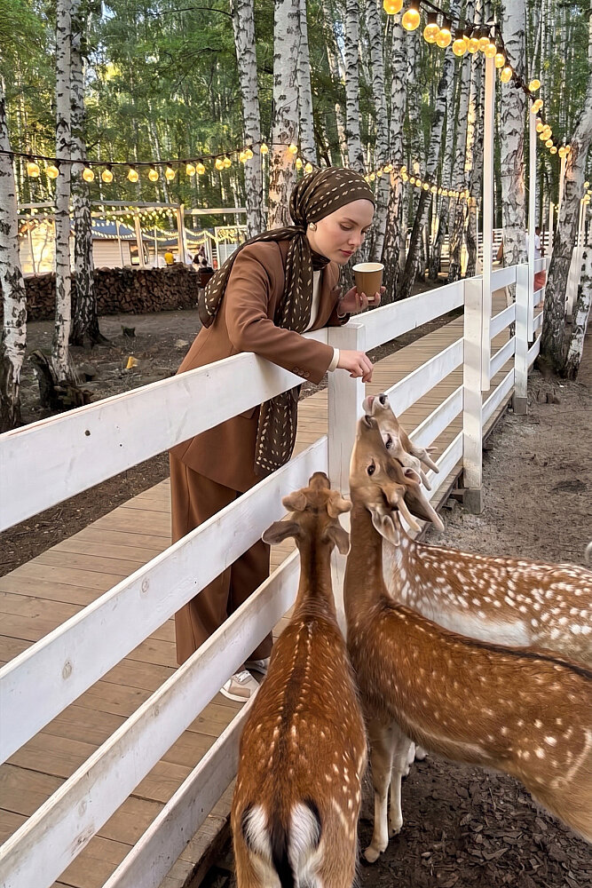 Kızıl Kahve Bambi Desenli Kraş Şal - 2