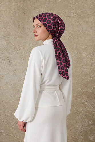 Kızıl Leopar Desen Tak & Çık Soft Eşarp Bone (1)