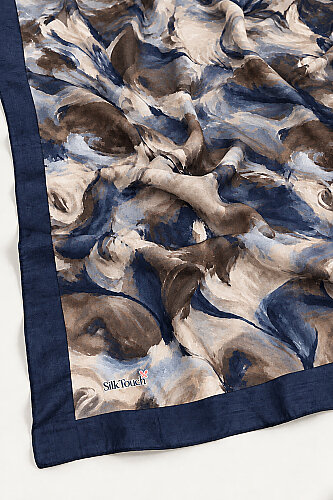 Lacivert Canvas Desen Kraş Şal - 3