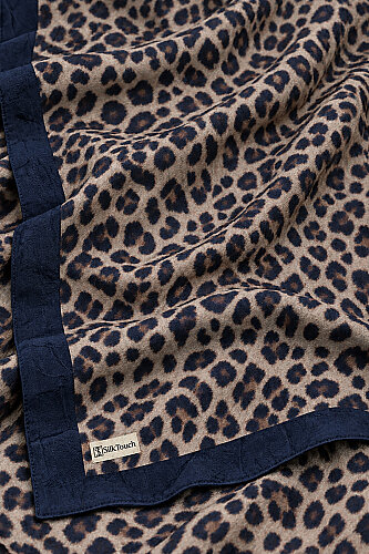 Lacivert Leopar Desen Kraş Şal - 3