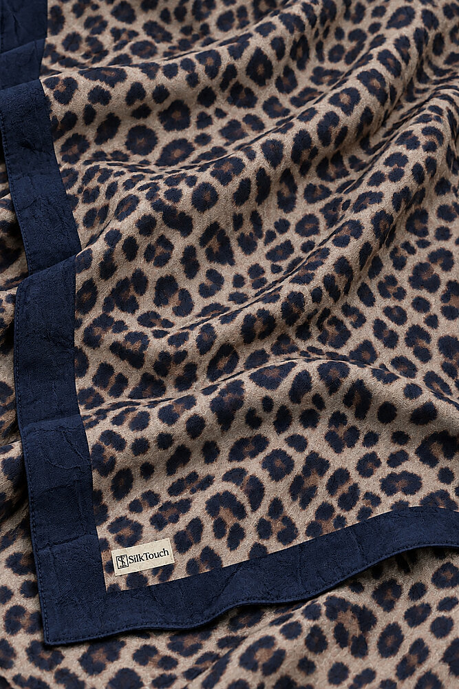 Lacivert Leopar Desen Kraş Şal - 3