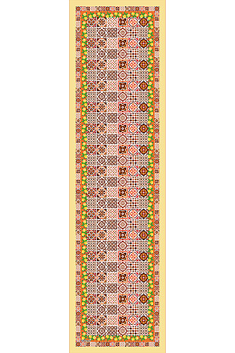 Limon Sarısı Sicilya Masalı Desenli İpeksi Rayon Fular (1)
