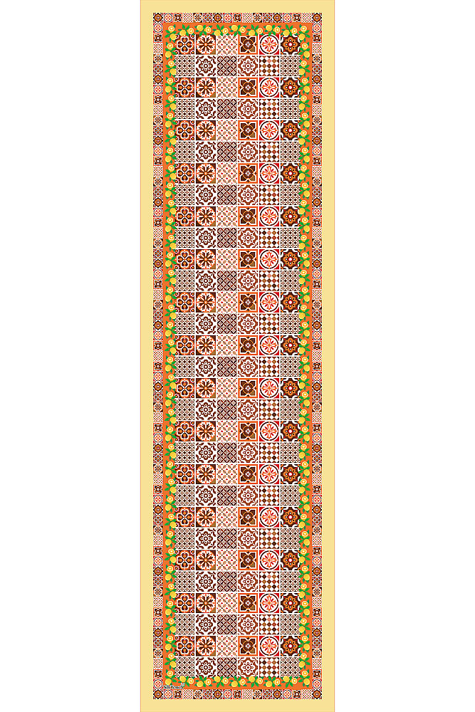 Limon Sarısı Sicilya Masalı Desenli İpeksi Rayon Fular - 2