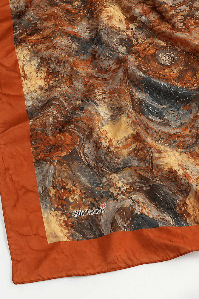 Orange Volkanik Zarafet Desenli Kraş Şal - 3