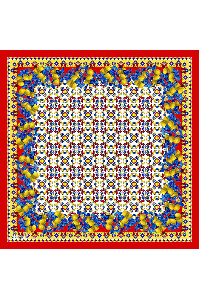 Oranj Sicilya Sokağı Desen Fular Mendil - 2