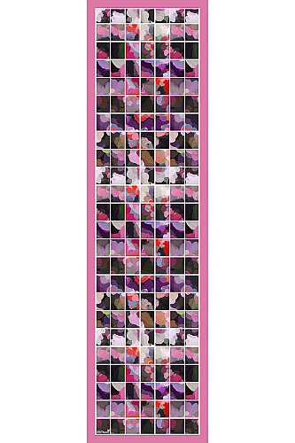 Pembe Art Bloom Desenli İpeksi Rayon Fular (1)