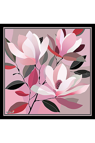 Pembe Botanica Desen Fular Mendil (1)