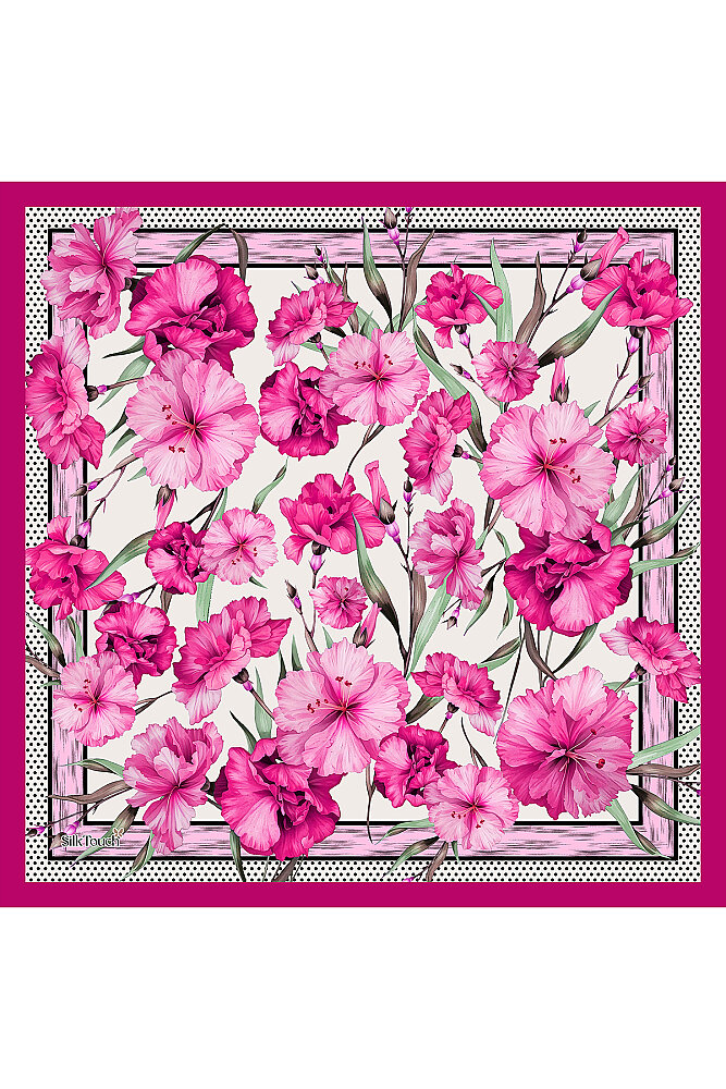 Pembe Puantiyeli Sakura Karnavalı Desen Fular Mendil - 2