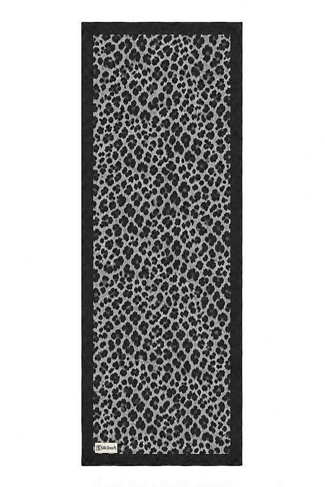 Siyah Gri Leopar Desen Kraş Şal - 4