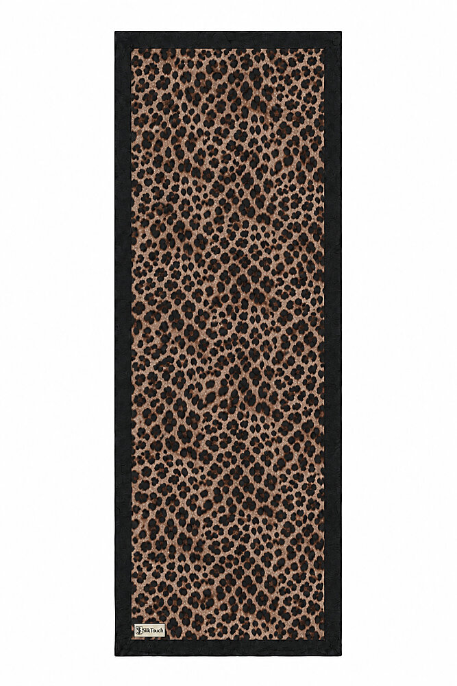Siyah Kahve Leopar Desen Kraş Şal - 2