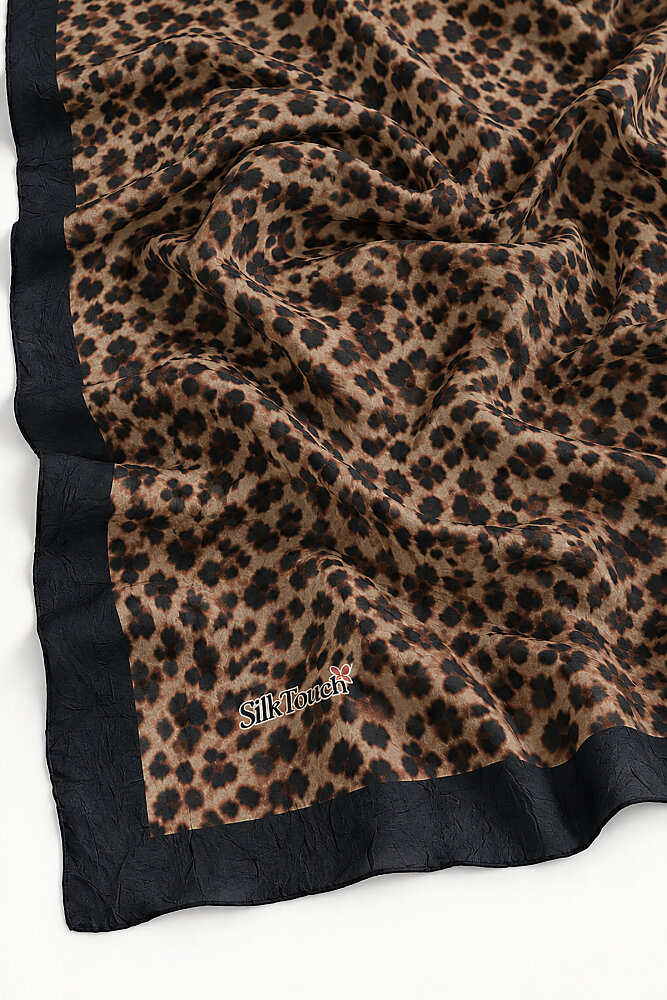 Siyah Kahve Leopar Desen Kraş Şal - 3