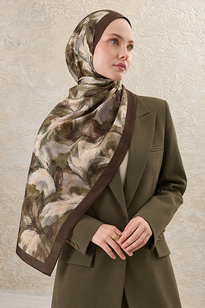 Soğuk Kahve Canvas Desen Kraş Şal - 1