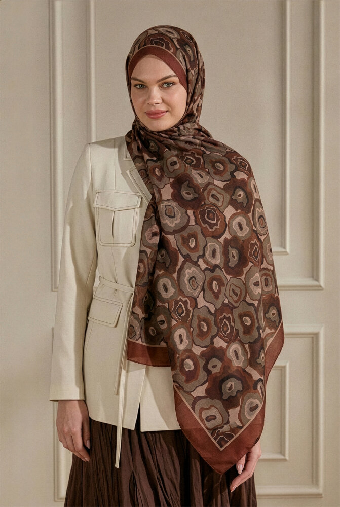 Turuncu Pattern Desenli Organik Şal - 1