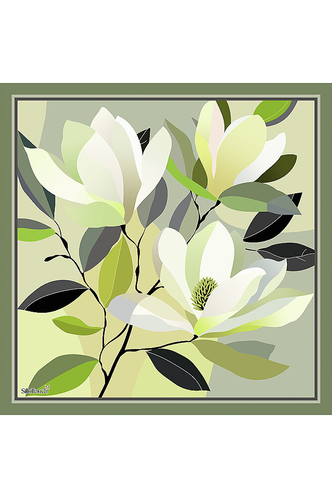 Yeşil Botanica Desen Fular Mendil - 2